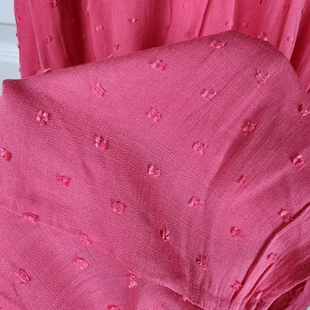 Torrid Midi Dress Plus Size 2X Pink Swiss Dot Faux Wrap Boho Romantic NWT - Picture 12 of 15